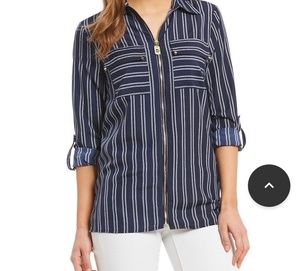 New! Michael Kors Navy striped blouse sz S